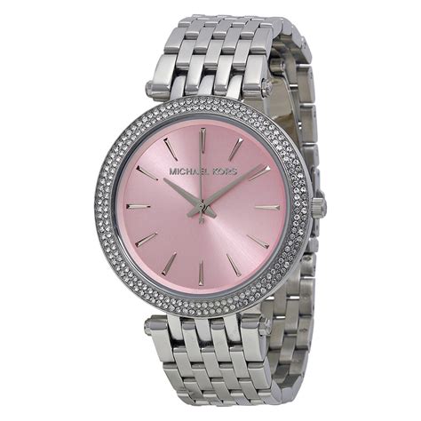 michael kors darci watch silver pink face